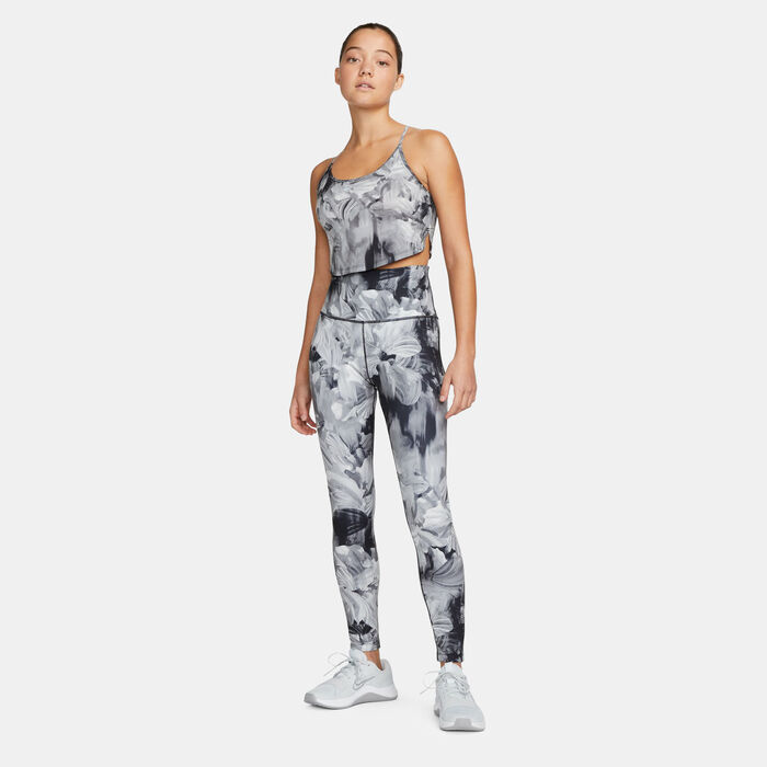 Nike Women's Dri-FIT One Cropped Printed Tank Top Grey image number 2