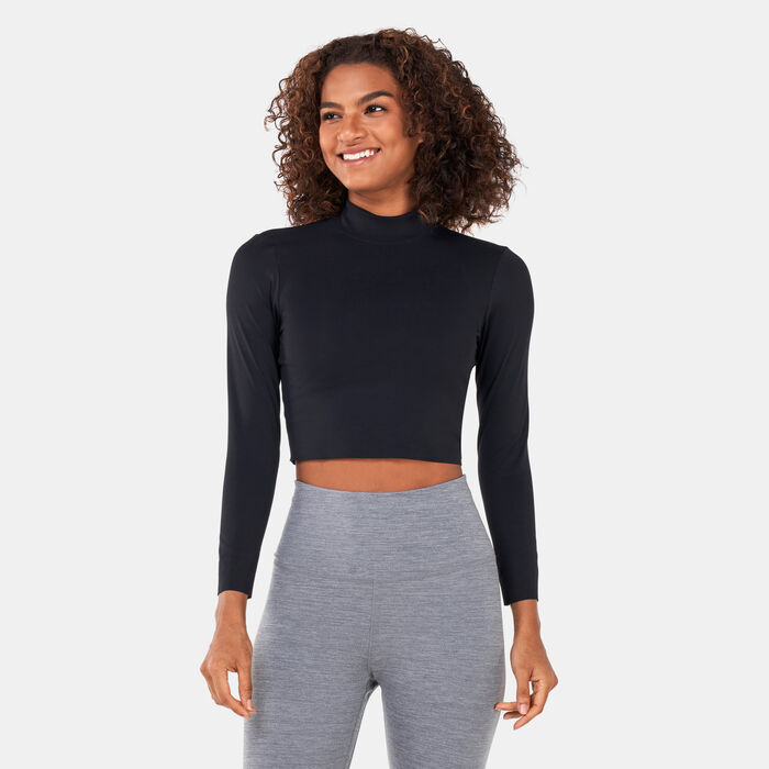 Nike Women's Yoga Dri-FIT Luxe Long Sleeve Crop Top Black Nike Women's Yoga Dri-FIT Luxe Long Sleeve Crop Top Black image number 0