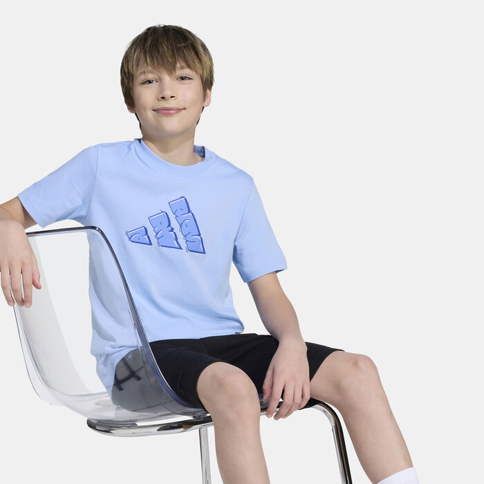 adidas Kids' Graffiti Graphic T-Shirt Blue adidas Kids' Graffiti Graphic T-Shirt Blue image number 2