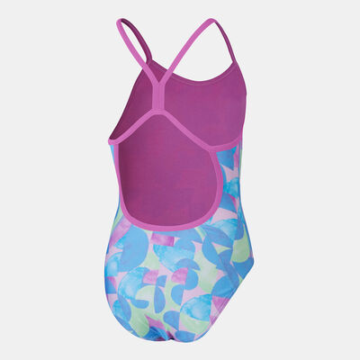 Speedo Kids' Digital Print One-Piece Swimsuit Blue