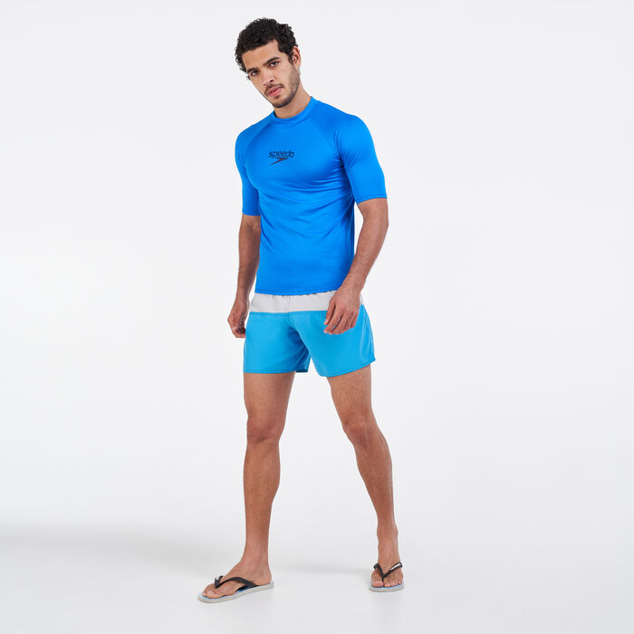 Speedo Men's Essential Rashguard Swimming T-Shirt Blue Speedo Men's Essential Rashguard Swimming T-Shirt Blue image number 2