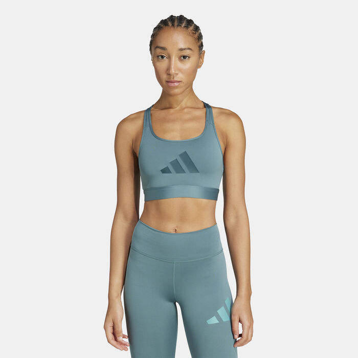 adidas Women's Powerreact Medium-Support Training Sports Bra Green adidas Women's Powerreact Medium-Support Training Sports Bra Green image number 0