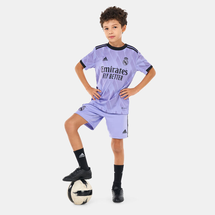 adidas Kids' Real Madrid F.C. Away Football Jersey - 2022/23 Purple adidas Kids' Real Madrid F.C. Away Football Jersey - 2022/23 Purple image number 2