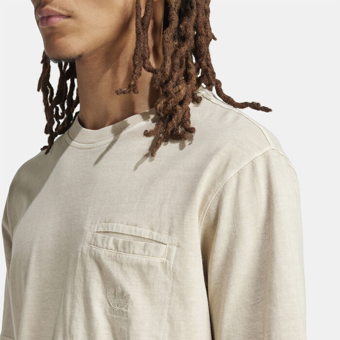 adidas Originals Men's Trefoil Essentials+ Dye Pocket T-Shirt Beige adidas Originals Men's Trefoil Essentials+ Dye Pocket T-Shirt Beige image number 4