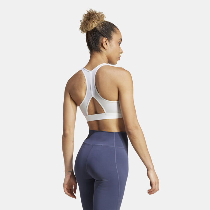 adidas Women's Powerreact Medium-Support Training Sports Bra White image number 2