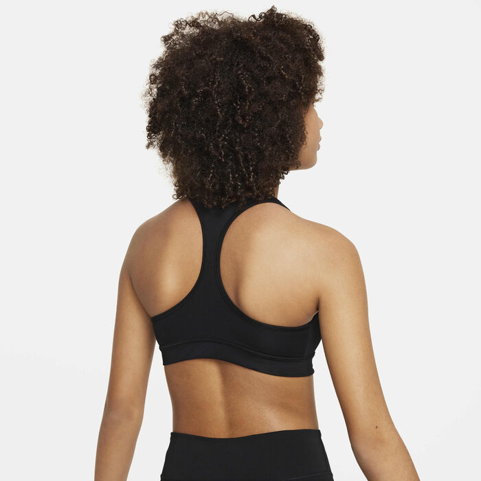 Nike Kids' Swoosh Medium-Support Sports Bra Black Nike Kids' Swoosh Medium-Support Sports Bra Black image number 1