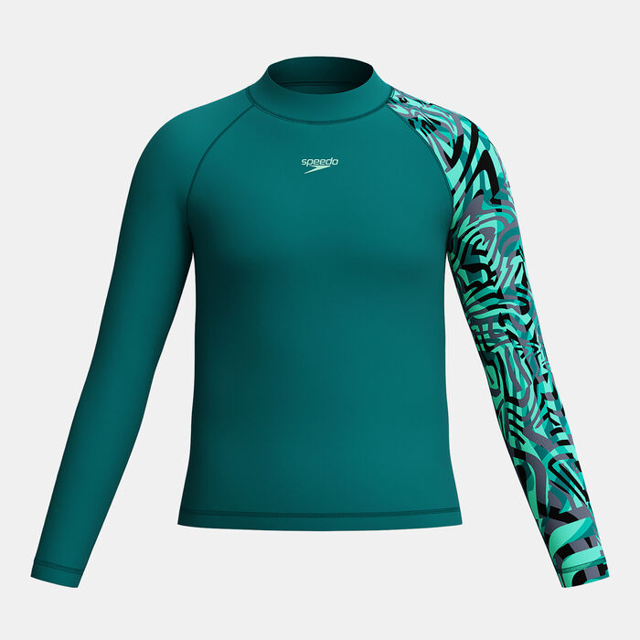 Speedo Kids' Printed Swimming Rashguard Green Speedo Kids' Printed Swimming Rashguard Green image number 0