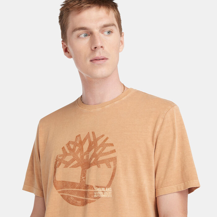 Timberland Men's Garment Dye Logo Graphic T-Shirt Brown Timberland Men's Garment Dye Logo Graphic T-Shirt Brown image number 3