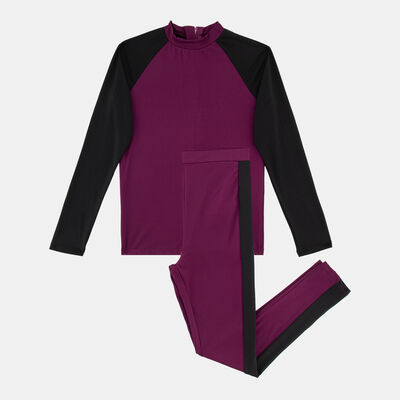 Sun and Sand Sports Kids' Swimming T-Shirt and Leggings Set Red