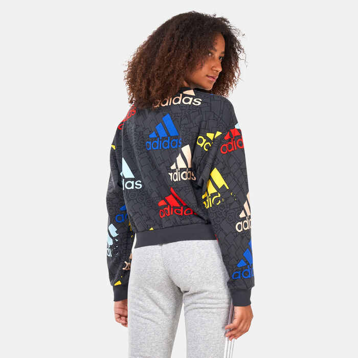 adidas Women's Essentials Multi-Coloured Logo Crop Sweatshirt Grey image number 1