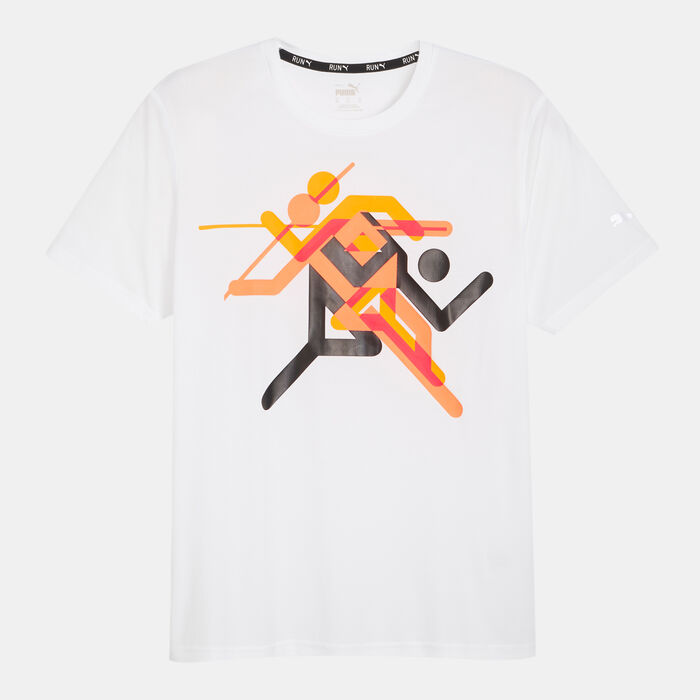 PUMA Men's Run Faster Icons Graphic T-Shirt White PUMA Men's Run Faster Icons Graphic T-Shirt White image number 0