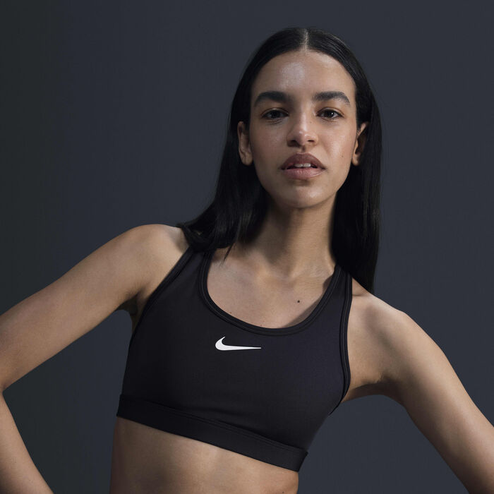 Nike Women's Dri-FIT Swoosh Medium-Support Training Sports Bra Black Nike Women's Dri-FIT Swoosh Medium-Support Training Sports Bra Black image number 0