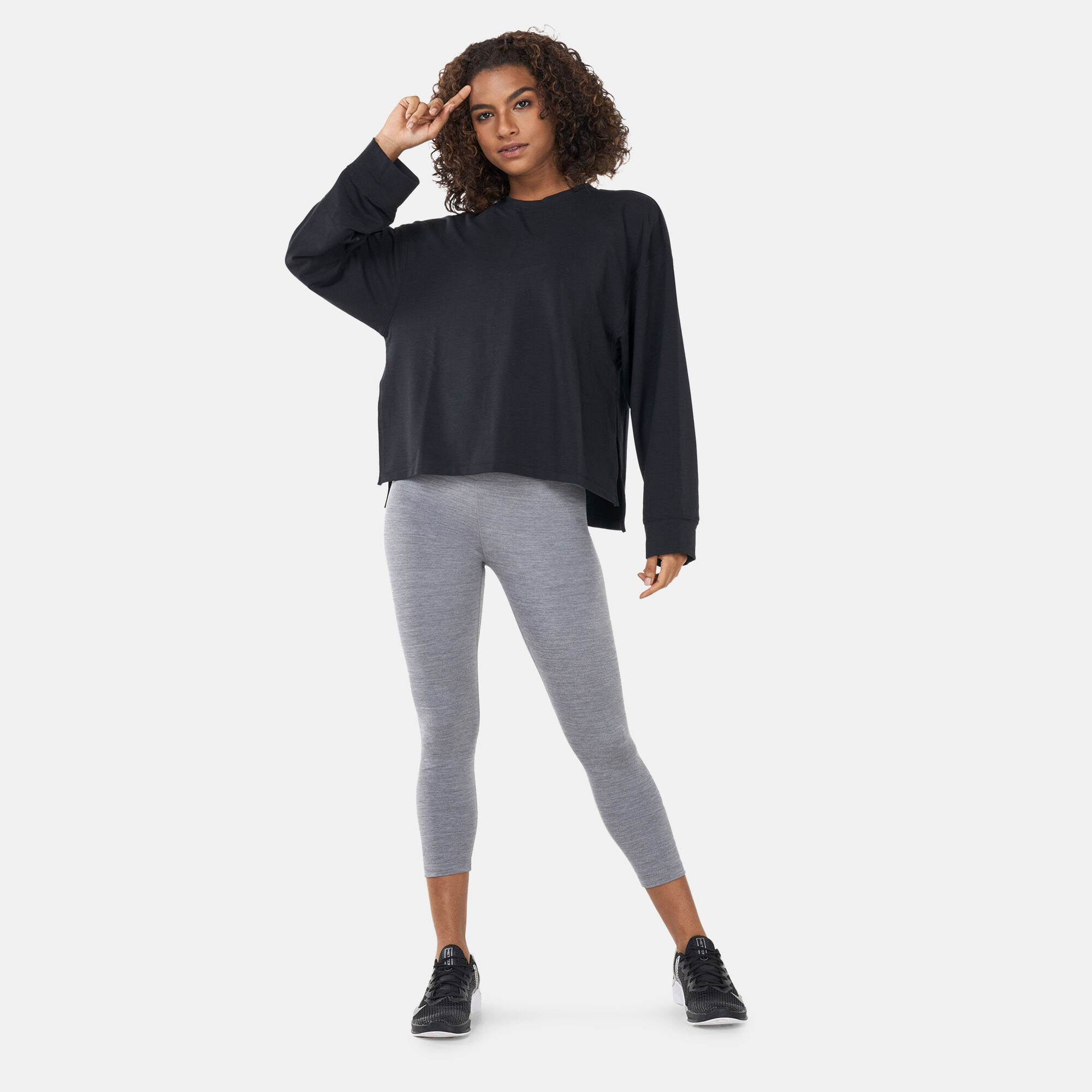 Women s Yoga Dri FIT Crew Sweatshirt Black Nike in KSA SSS