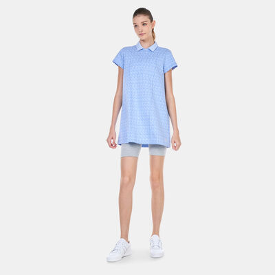 adidas Women's Allover Graphic Polo Dress Blue
