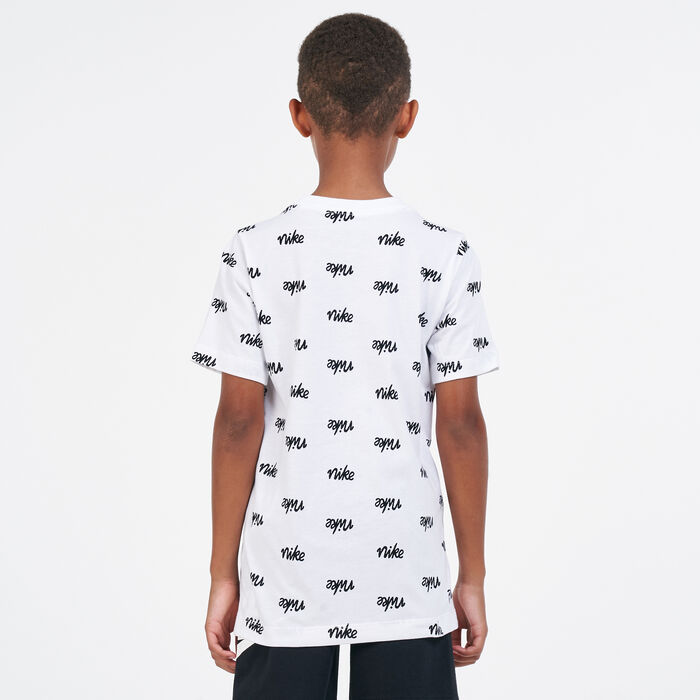 Nike Kids' Sportswear Script Printed T-Shirt White Nike Kids' Sportswear Script Printed T-Shirt White image number 1