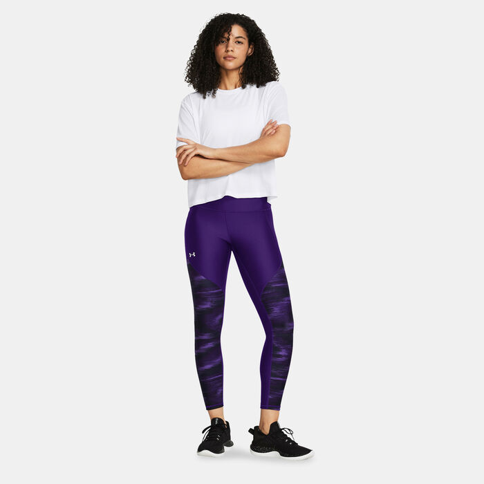 Under Armour Women's UA Tech Printed Panel Ankle Leggings Purple image number 2