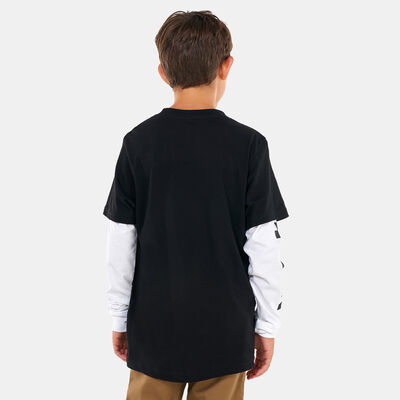 Vans Kids' Long Check Twofer T-Shirt (Older Kids) Black