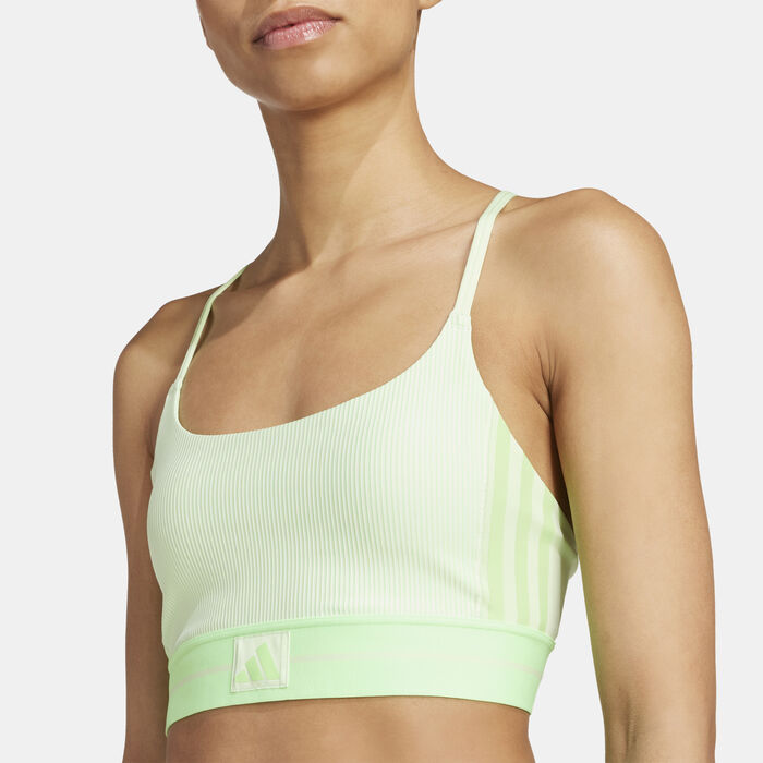adidas Women's Hyperglam Rib Light-Support Training Sports Bra Green adidas Women's Hyperglam Rib Light-Support Training Sports Bra Green image number 3