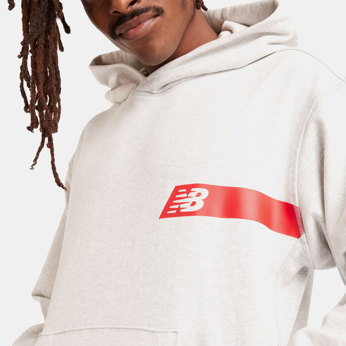 New Balance Men's Athletics French Terry Player Hoodie White image number 4