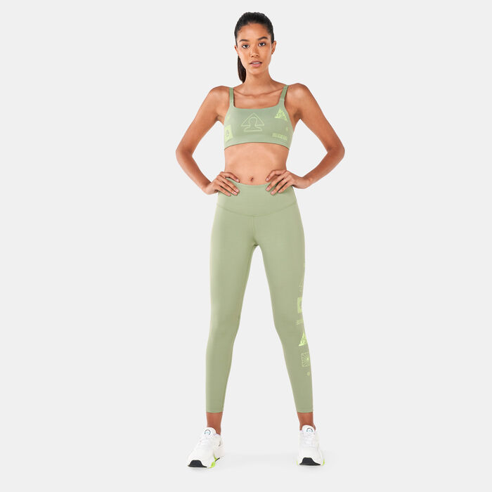 Nike Women's Yoga Dri-FIT Indy Graphic Sports Bra Green image number 2