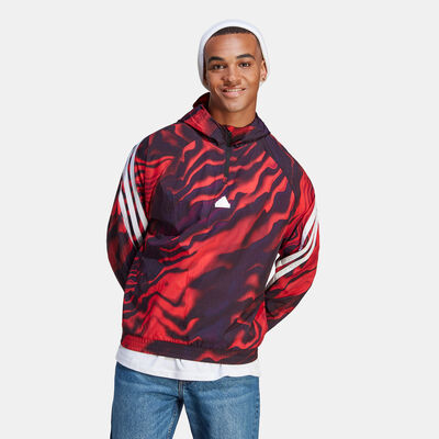 adidas Men's Future Icons Allover Print Hoodie Red