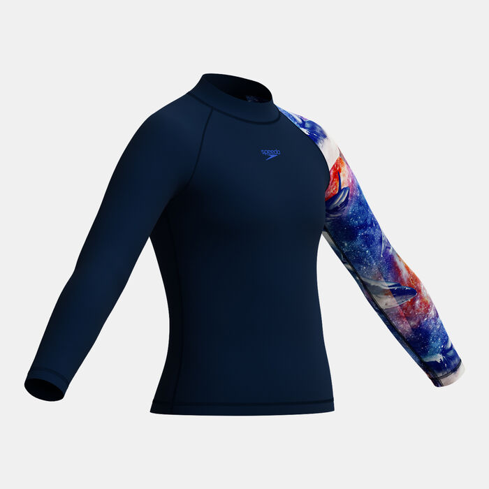 Speedo Kids' Digital Print Swimming Rashguard Blue Speedo Kids' Digital Print Swimming Rashguard Blue image number 2