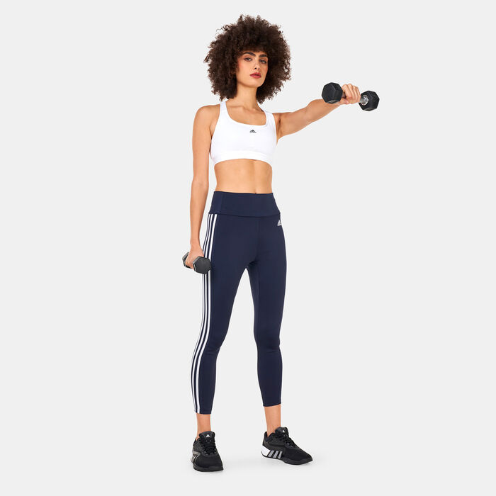 adidas Women's Designed to Move 3-Stripes 7/8 Sport Leggings Blue adidas Women's Designed to Move 3-Stripes 7/8 Sport Leggings Blue image number 2