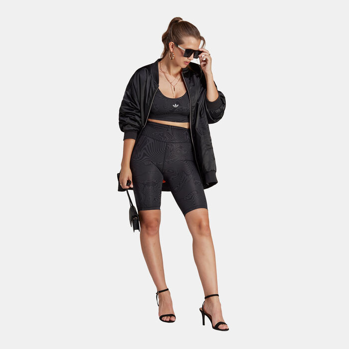 adidas Originals Women's Marble Print Bike Shorts Grey image number 2