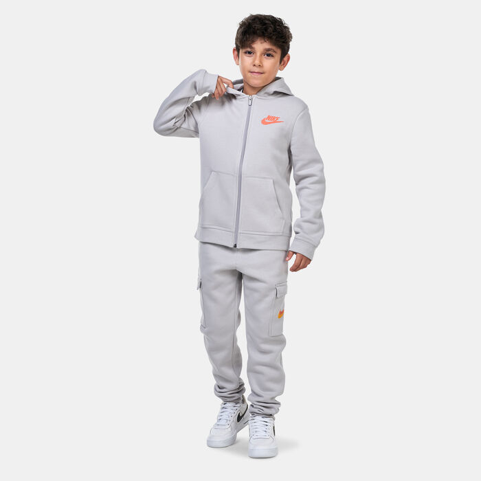 Nike Kids' Sportswear Fleece Full-Zip Graphic Hoodie Grey image number 2