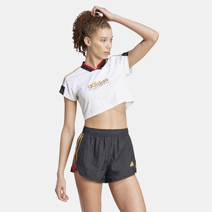 adidas Women's Tiro Cut 3-Stripes Cropped Jersey White adidas Women's Tiro Cut 3-Stripes Cropped Jersey White image number 2