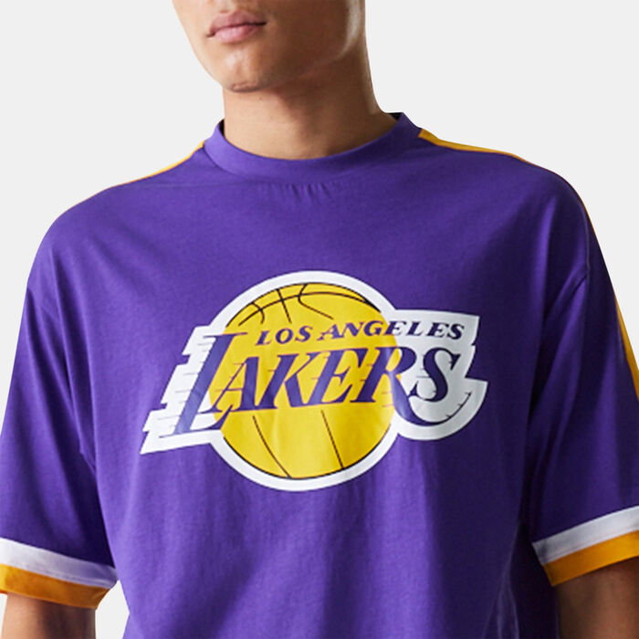 New Era Men's NBA Los Angeles Lakers Panel T-Shirt Purple image number 3
