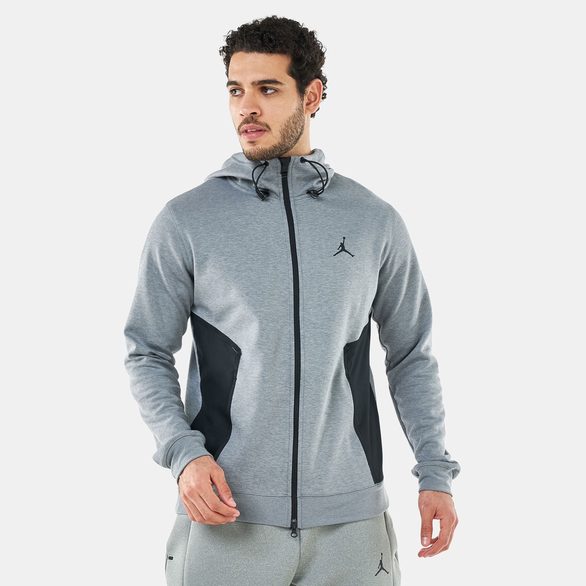 Gray jordan outlet zip up hoodie