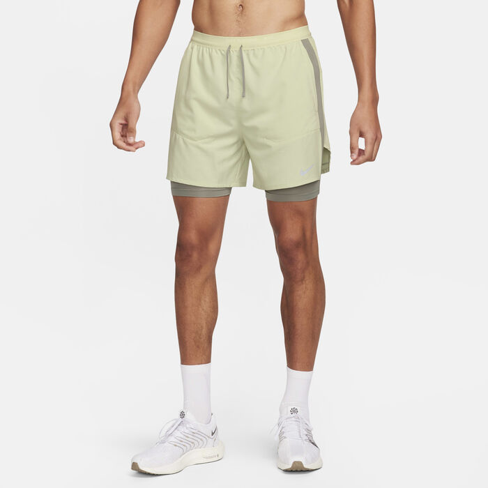 Nike Men's Dri-FIT Stride 5-inch 2-in-1 Running Shorts Green image number 0