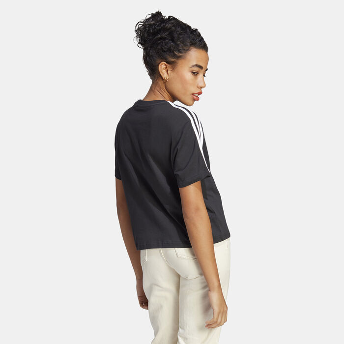 adidas Women's Essentials 3-Stripes Crop Top Black adidas Women's Essentials 3-Stripes Crop Top Black image number 1