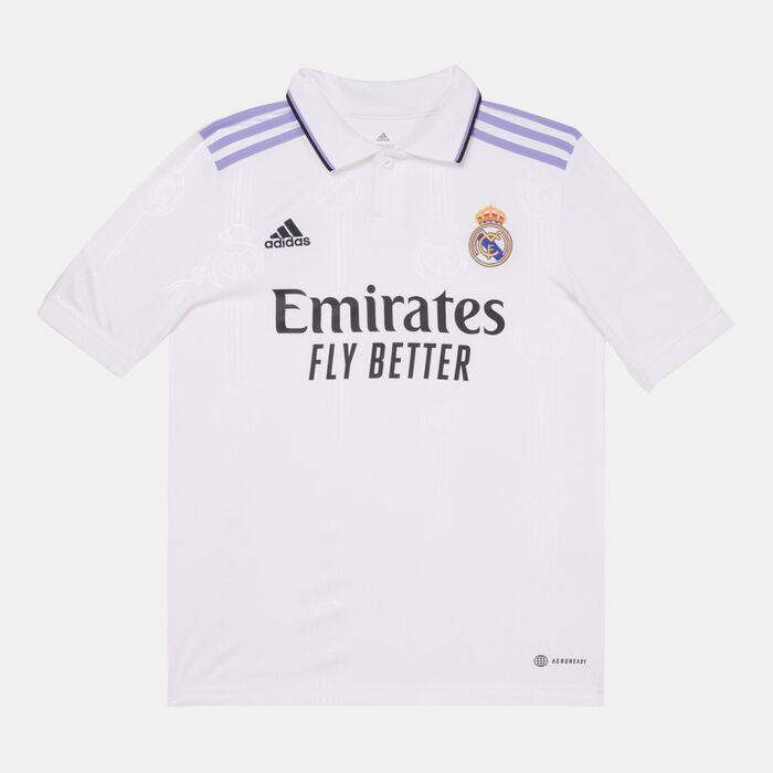 adidas Kids' Real Madrid F.C. Home Football Jersey - 2022/23 White adidas Kids' Real Madrid F.C. Home Football Jersey - 2022/23 White image number 0