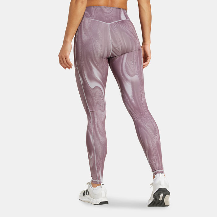 adidas Women's Optime Printed Training Leggings Grey adidas Women's Optime Printed Training Leggings Grey image number 1