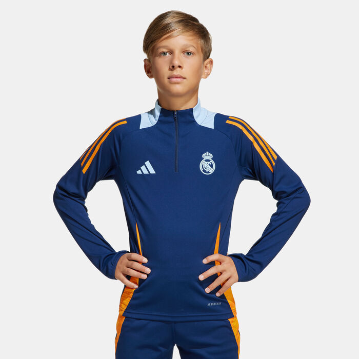 adidas Kids' Real Madrid Tiro 24 Football Training 1/4-Zip Top Blue image number 0