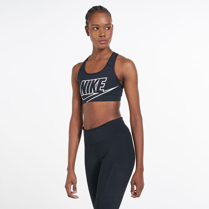 Nike Swoosh Futura GX Sports Bra Smoke Grey / Black Medium-Support