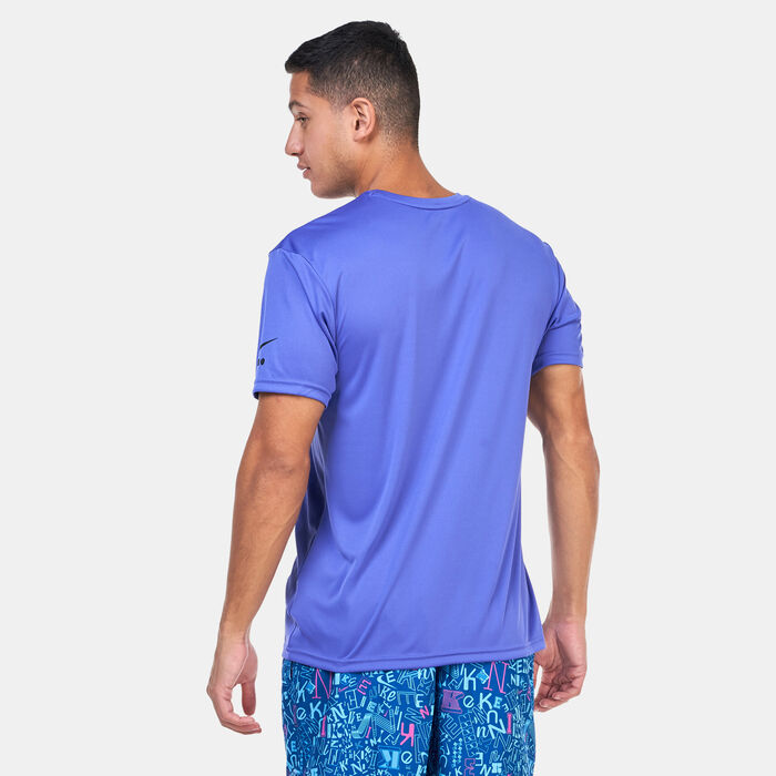 Nike Swim Men's Printed Hydroguard Swimming T-Shirt Purple image number 1