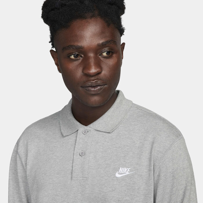 Nike Men's Club Long-Sleeve Polo Shirt Grey Nike Men's Club Long-Sleeve Polo Shirt Grey image number 2