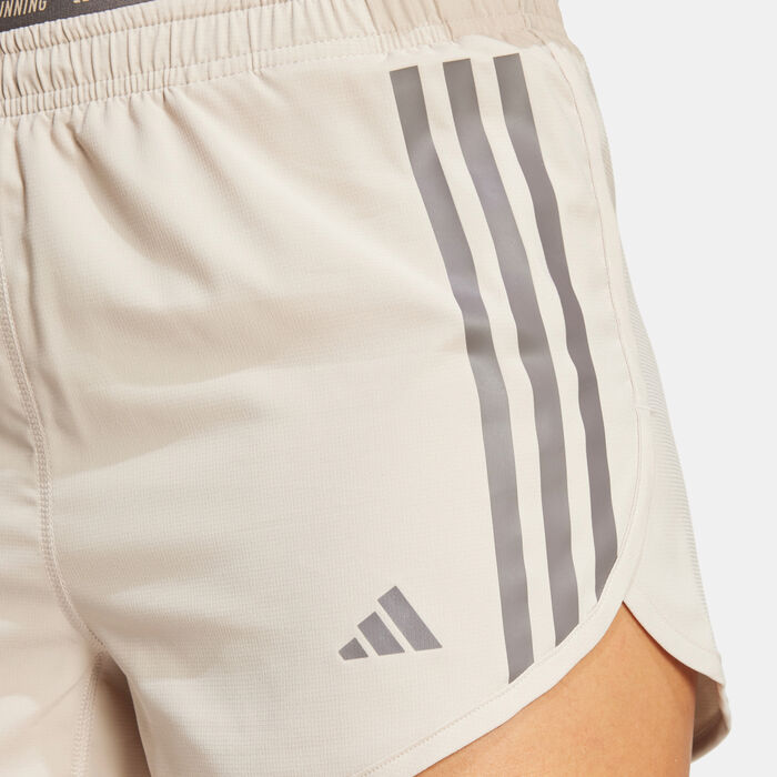 adidas Women's Own The Run 3-Stripes Shorts Beige adidas Women's Own The Run 3-Stripes Shorts Beige image number 3