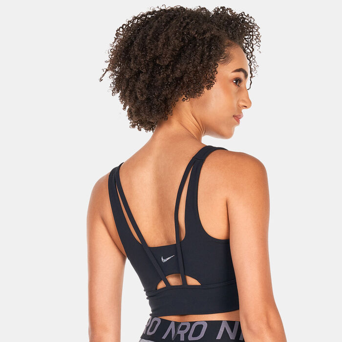 Nike Women's Dri-FIT Zenvy Medium-Support Longline Training Sports Bra Black image number 1