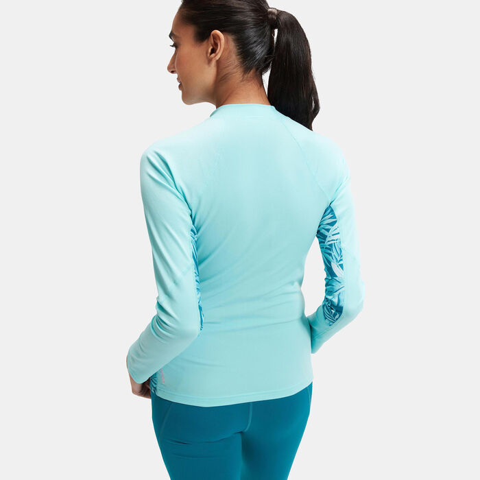 Speedo Women's Graphic Printed Long Sleeve Rashguard Blue Speedo Women's Graphic Printed Long Sleeve Rashguard Blue image number 1