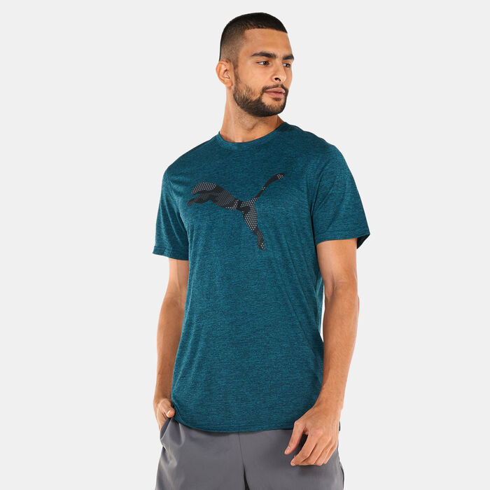 PUMA Men's Favorite Heather Cat Training T-Shirt Green PUMA Men's Favorite Heather Cat Training T-Shirt Green image number 0