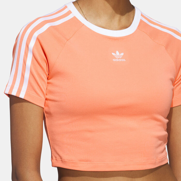 adidas Originals Women's 3-Stripes Baby T-Shirt Orange adidas Originals Women's 3-Stripes Baby T-Shirt Orange image number 3