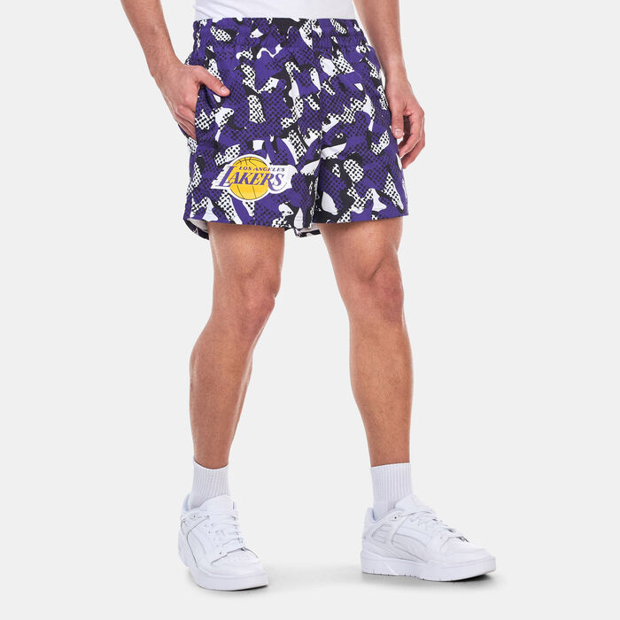 New Era Men's NBA Los Angeles Lakers All Over Print Shorts Purple New Era Men's NBA Los Angeles Lakers All Over Print Shorts Purple image number 0