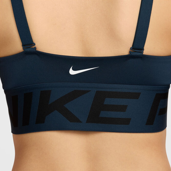 Nike Women's Pro Indy Plunge Medium-Support Sports Bra Blue image number 4