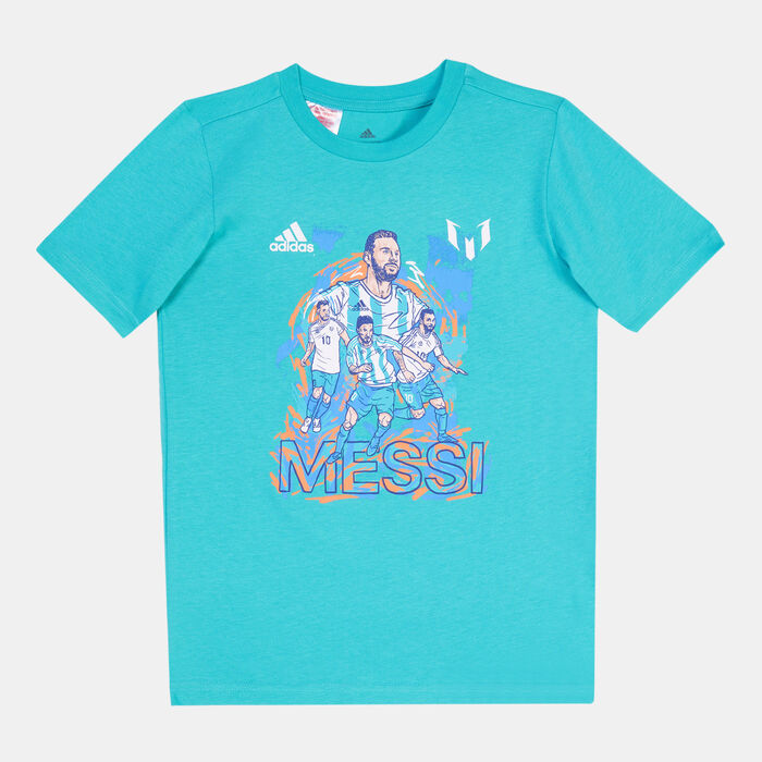 adidas Kids' Messi Football Graphic T-Shirt Green adidas Kids' Messi Football Graphic T-Shirt Green image number 0