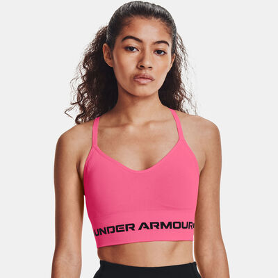 Under Armour Women's Seamless Long Heather Sports Bra Pink Under Armour Women's Seamless Long Heather Sports Bra Pink