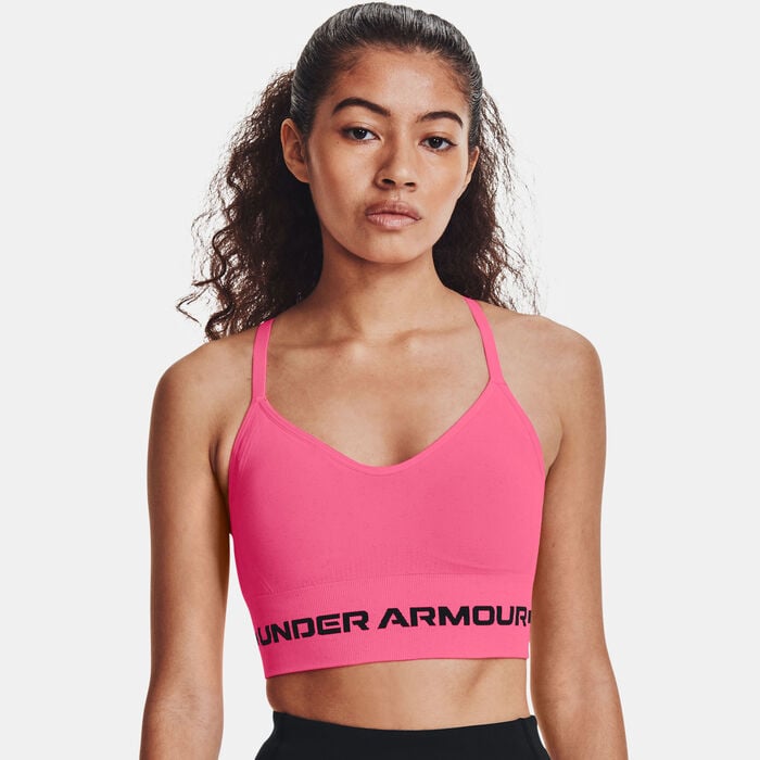 Under Armour Women's Seamless Long Heather Sports Bra Pink Under Armour Women's Seamless Long Heather Sports Bra Pink image number 0